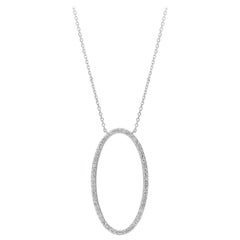 0.50 Carat Natural Diamond Oval Shape Pendant Necklace 14 Karat White Gold Chain