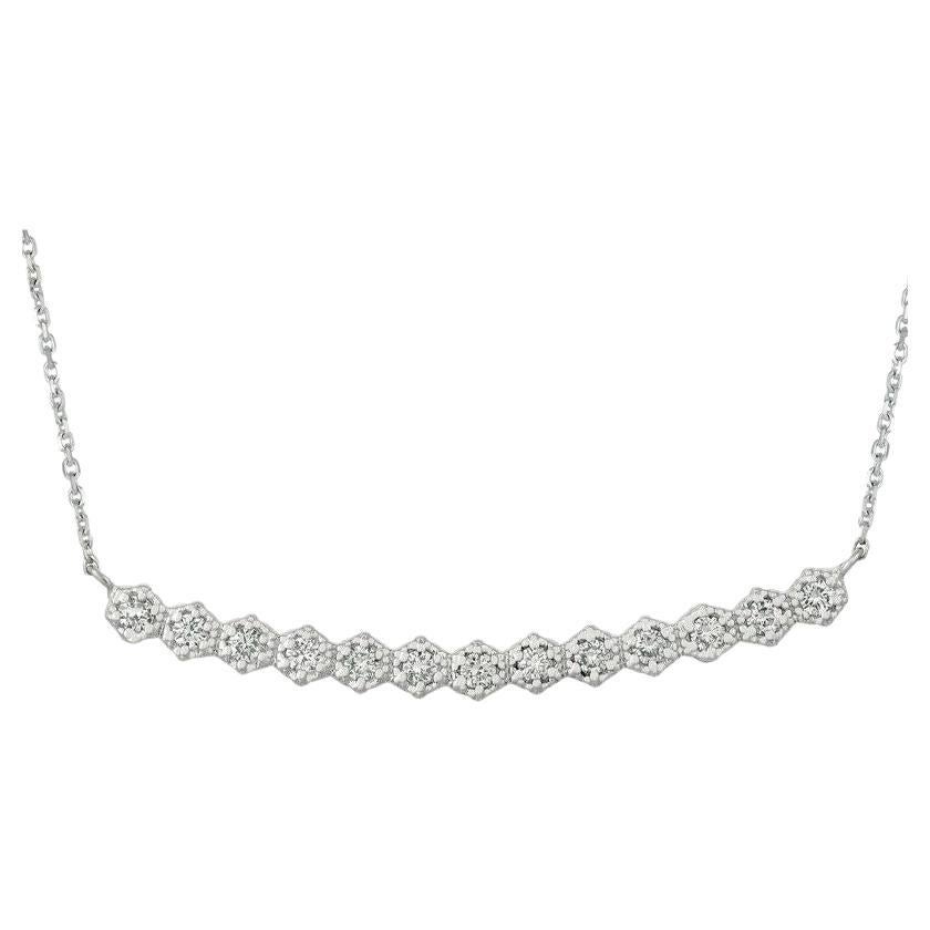 0.50 Carat Natural Diamond Pendant Necklace G SI 14K White Gold For Sale