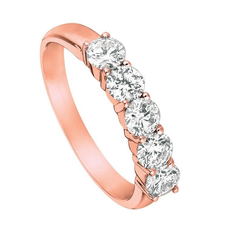 For Sale:  0.50 Carat Natural Diamond Ring G SI 14 Karat Rose Gold 5 Stones 2