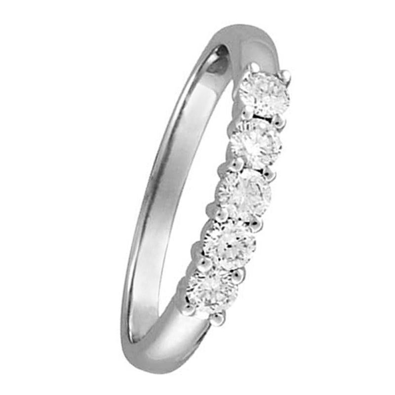 For Sale:  0.50 Carat Natural Diamond Ring G SI 14 Karat White Gold 5 Stones 2