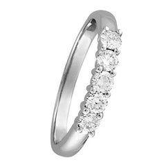 0.50 Carat Natural Diamond Ring G SI 14 Karat White Gold 5 Stones