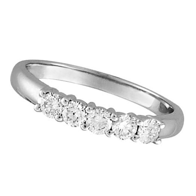 For Sale:  0.50 Carat Natural Diamond Ring G SI 14 Karat White Gold 5 Stones 3