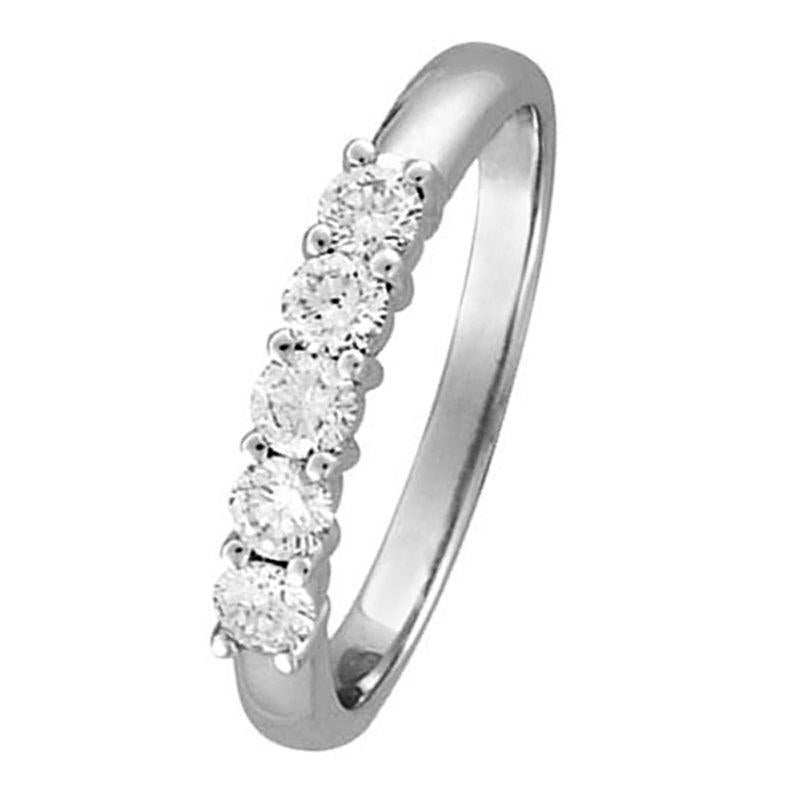 For Sale:  0.50 Carat Natural Diamond Ring G SI 14 Karat White Gold 5 Stones 4