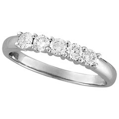 0.50 Carat Natural Diamond Ring G SI 14 Karat White Gold 5 Stones