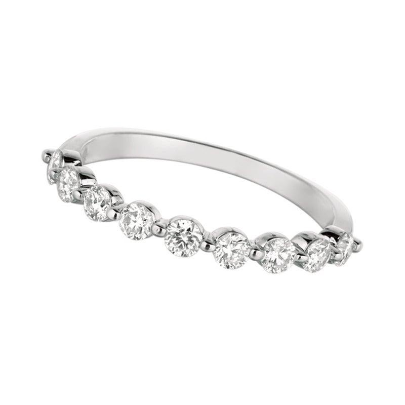 For Sale:  0.50 Carat Natural Diamond 9 Stone Band Ring G SI 14 Karat White Gold 3