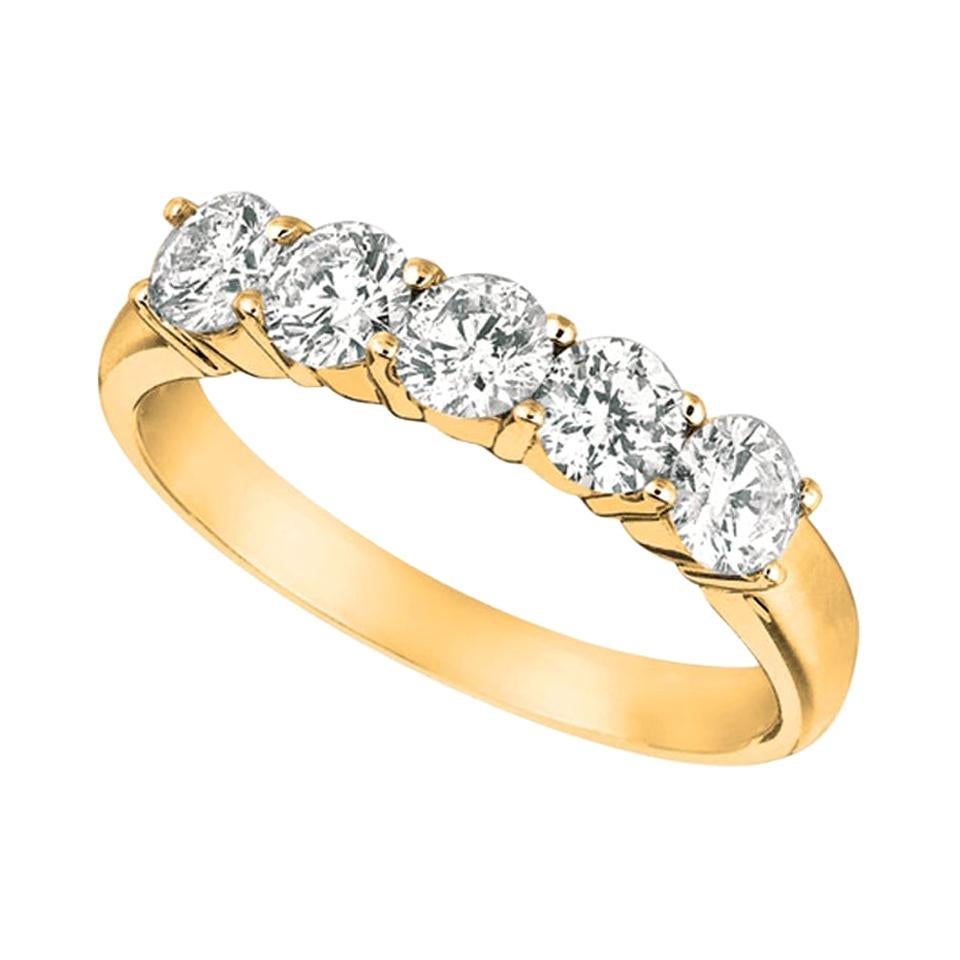 0,50 Karat natürlicher Diamant Ring G SI 14 Karat Gelbgold 5 Steine