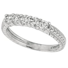 0.50 Carat Natural Diamond Ring G SI 14k White Gold 5 Stones