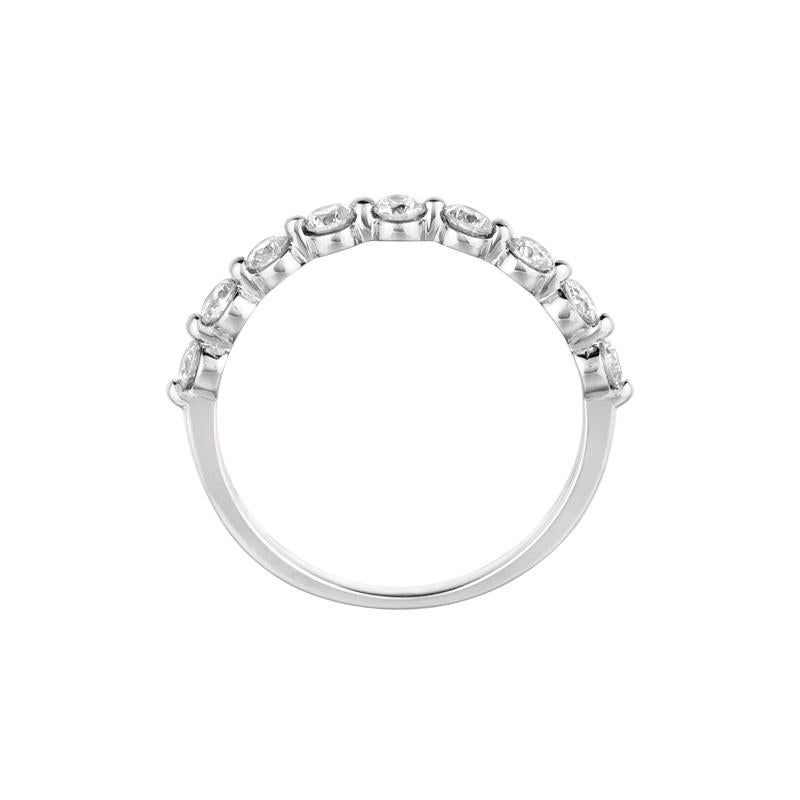 Round Cut 0.50 Carat Natural Diamond Ring G SI 14 Karat White Gold 9 Stones For Sale