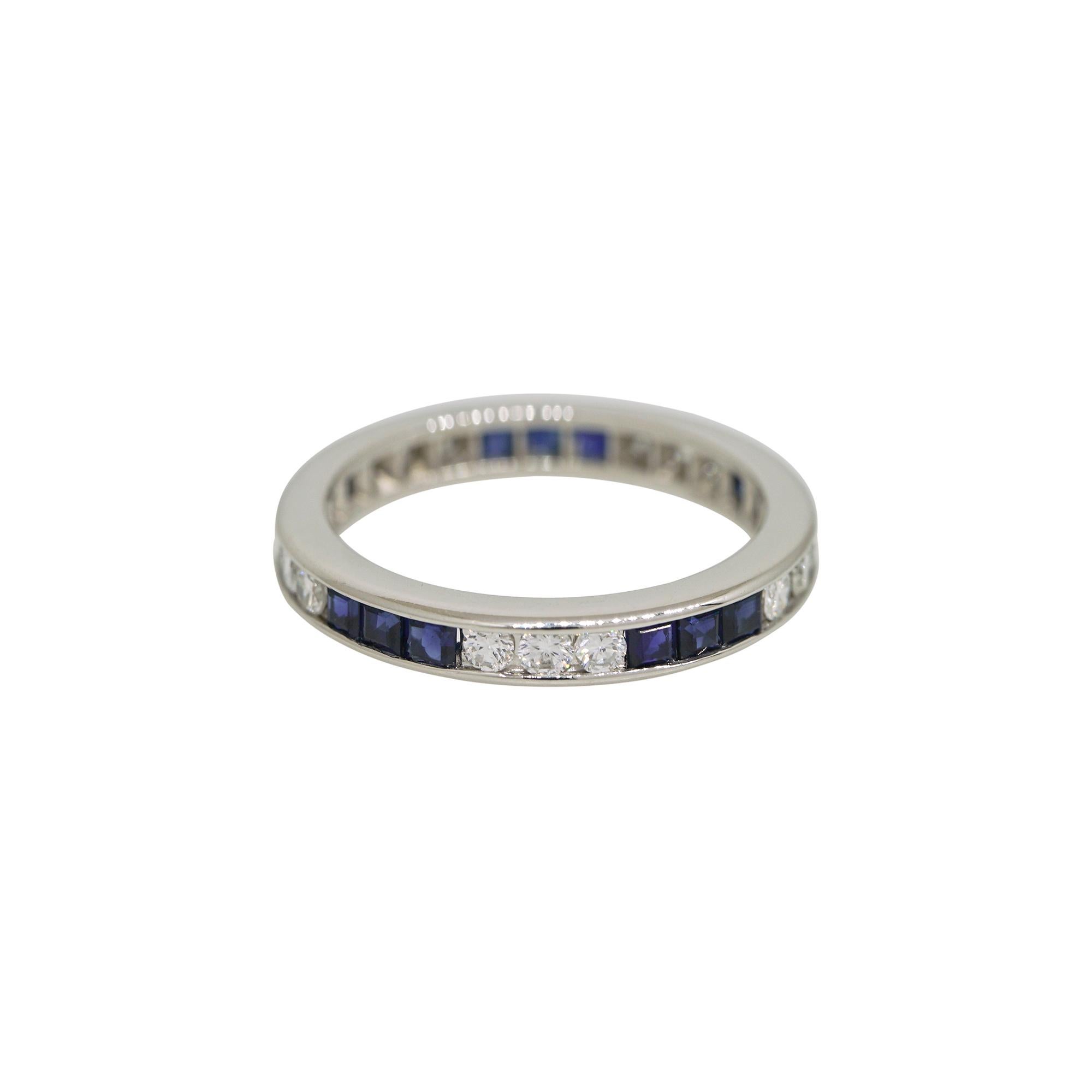 18k White Gold 0.50ctw Natural Round Brilliant Diamond & 0.50ctw Sapphire Eternity Band

Product: Natural Diamond and Sapphire Eternity Band/Ring
Material: 18k White Gold
Gemstone/Diamond Details: There are approximately 0.50 carats of sapphires and