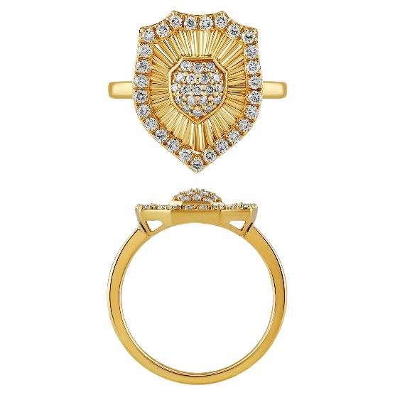 Pre-owned Morris & David 0.50 Carat Natural Diamond Shield Ring 14k Yellow Gold