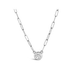 0.50 Carat Natural Diamond Solitaire Paper Clip Necklace 14K White Gold 18''