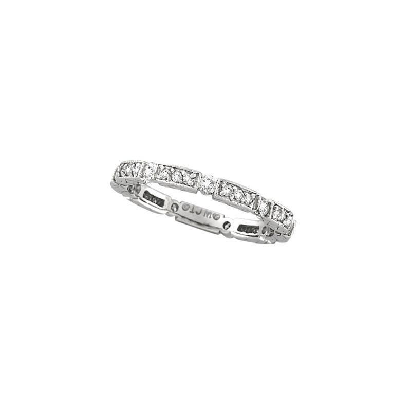 For Sale:  0.50 Carat Natural Diamond Stackable Ring Band G SI 14K White Gold 2