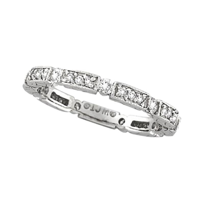 For Sale:  0.50 Carat Natural Diamond Stackable Ring Band G SI 14K White Gold