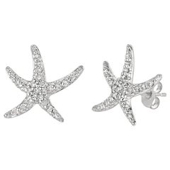 0.50 Carat Natural Diamond Starfish Earrings G SI 14 Karat White Gold
