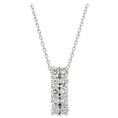 0.50 Carat Natural Diamond Two Rows Necklace 14 Karat White Gold G-H SI