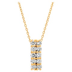 0.50 Carat Natural Diamond Two Rows Necklace 14 Karat Yellow Gold G-H SI