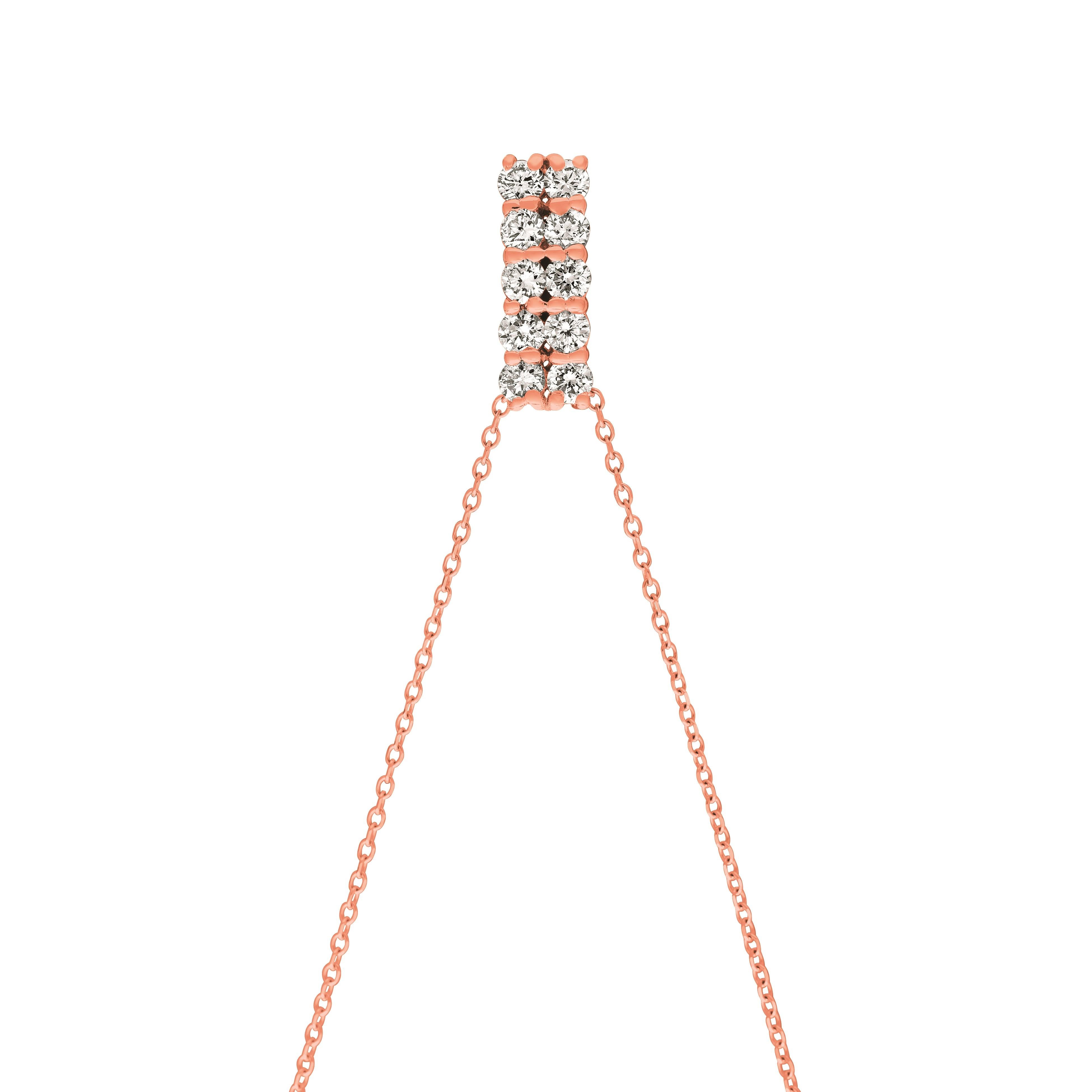Contemporary 0.50 Carat Natural Diamond Two Rows Necklace 14 Karat Rose Gold G-H SI For Sale