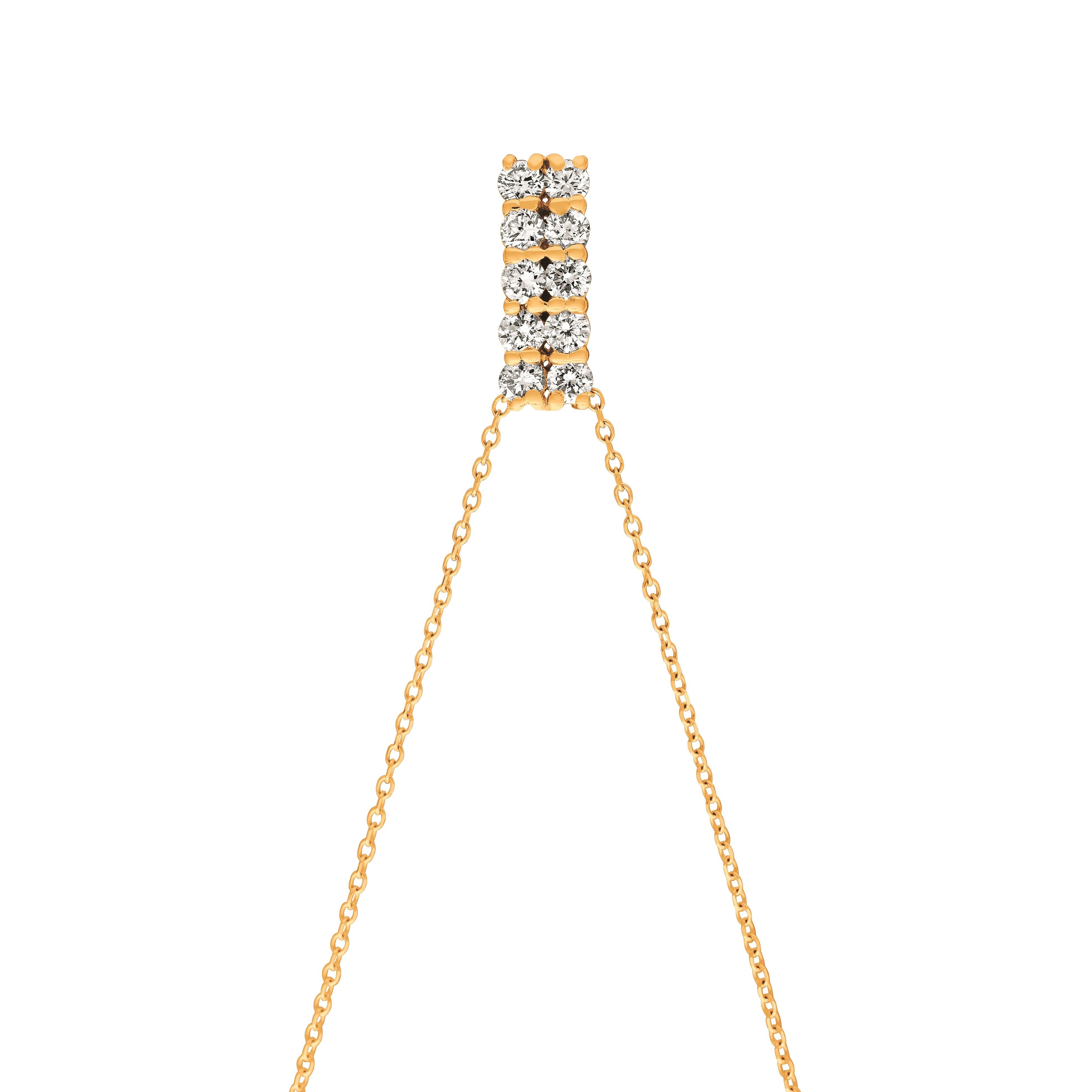Contemporary 0.50 Carat Natural Diamond Two Rows Necklace 14 Karat Yellow Gold G-H SI For Sale