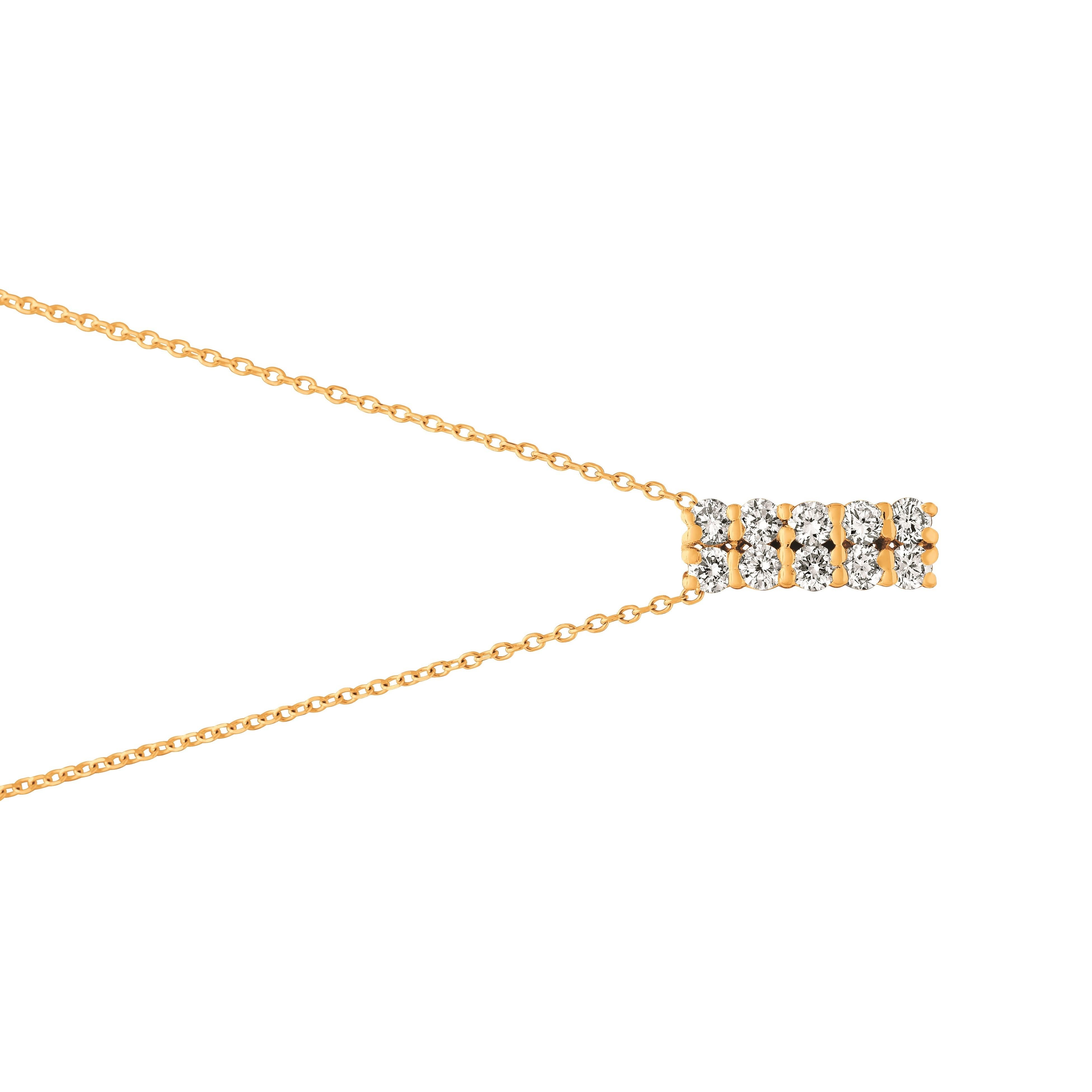 Round Cut 0.50 Carat Natural Diamond Two Rows Necklace 14 Karat Yellow Gold G-H SI For Sale