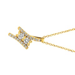 0.50 Carat Natural Diamond Two-Stone Style Necklace 14 Karat Yellow Gold G SI