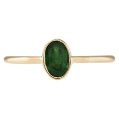 0.50 Carat Natural Emerald 14 Karat Yellow Gold Ring