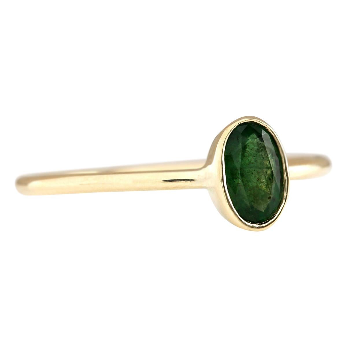 0.50 Carat Natural Emerald 18 Karat Yellow Gold Ring For Sale at 1stDibs