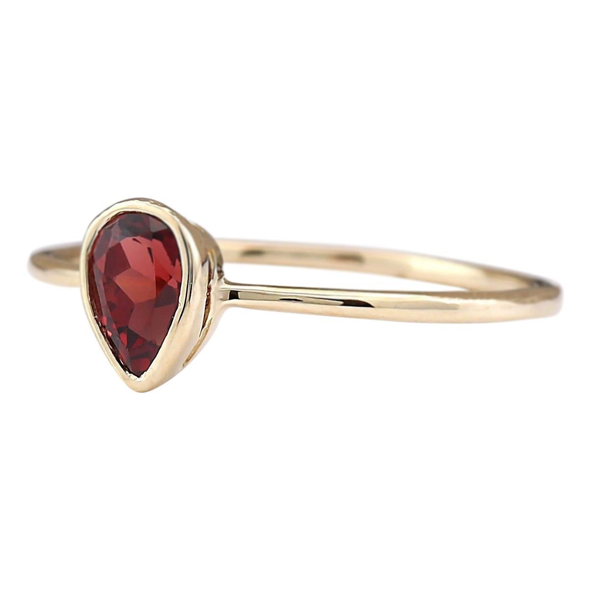 Stamped: 14K Yellow Gold
Total Ring Weight: 1.1 Grams
Ring Length: N/A
Ring Width: N/A
Gemstone Weight: Total Natural Garnet Weight is 0.50 Carat
Color: Red
Face Measures: 6.00x4.00 mm
Sku: [703378W]