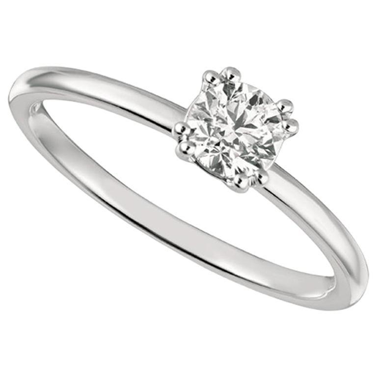 0.50 Carat Natural Round Cut Diamond Solitaire Ring G SI 14 Karat White Gold For Sale