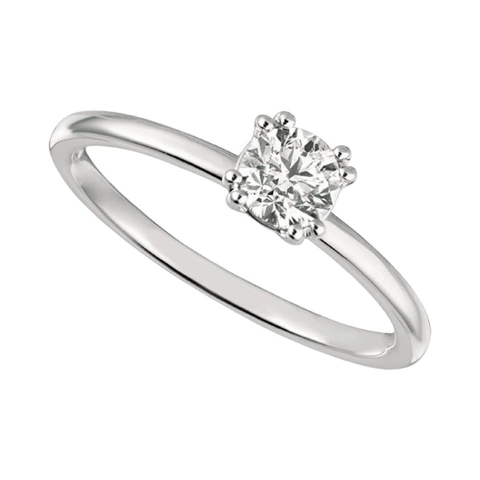 For Sale:  0.50 Carat Natural Round Cut Diamond Solitaire Ring G SI 14 Karat White Gold