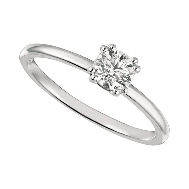 0.50 Carat Natural Round Cut Diamond Solitaire Ring G SI 14 Karat White  Gold For Sale at 1stDibs