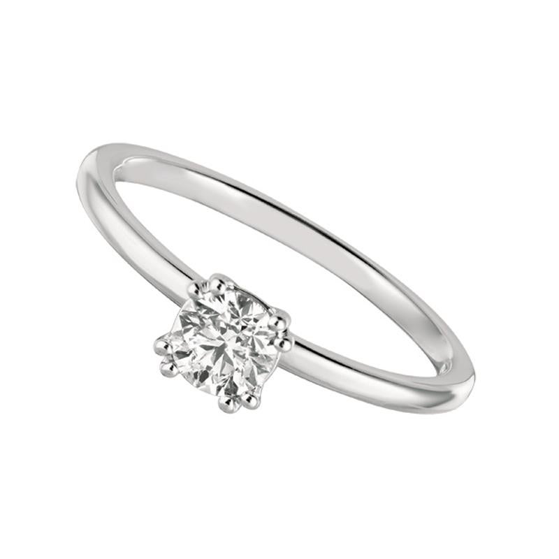 Contemporain Bague solitaire en or blanc 14 carats avec diamants naturels taille ronde de 0,50 carat G SI en vente