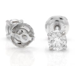 0.50 Carat Natural VS2-si1 Diamond 14 Karat Solid White Gold Stud Earrings