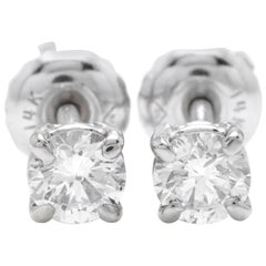 vs2 vs si1 0.50 Carat Natural VS2-si1 Diamond 14 Karat Solid White Gold Stud Earrings