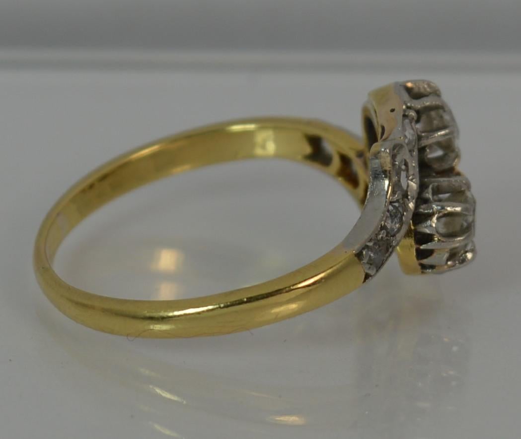 0.50 Carat Old and Rose Cut Diamond 18ct Gold Toi Et Moi Twist Two Stone Ring  4