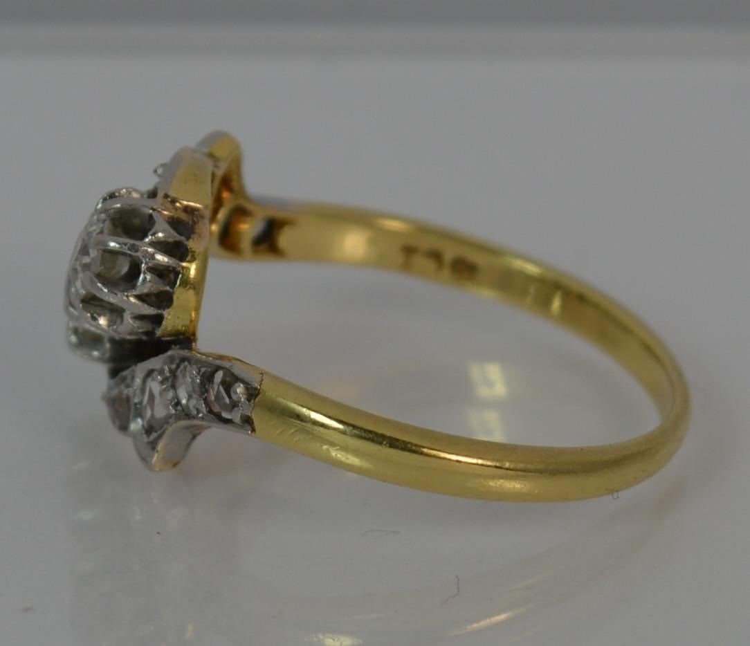 0.50 Carat Old and Rose Cut Diamond 18ct Gold Toi Et Moi Twist Two Stone Ring  1