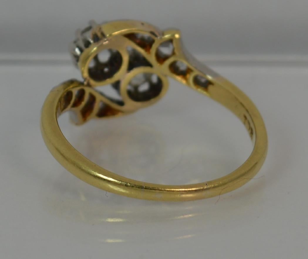 0.50 Carat Old and Rose Cut Diamond 18ct Gold Toi Et Moi Twist Two Stone Ring  2