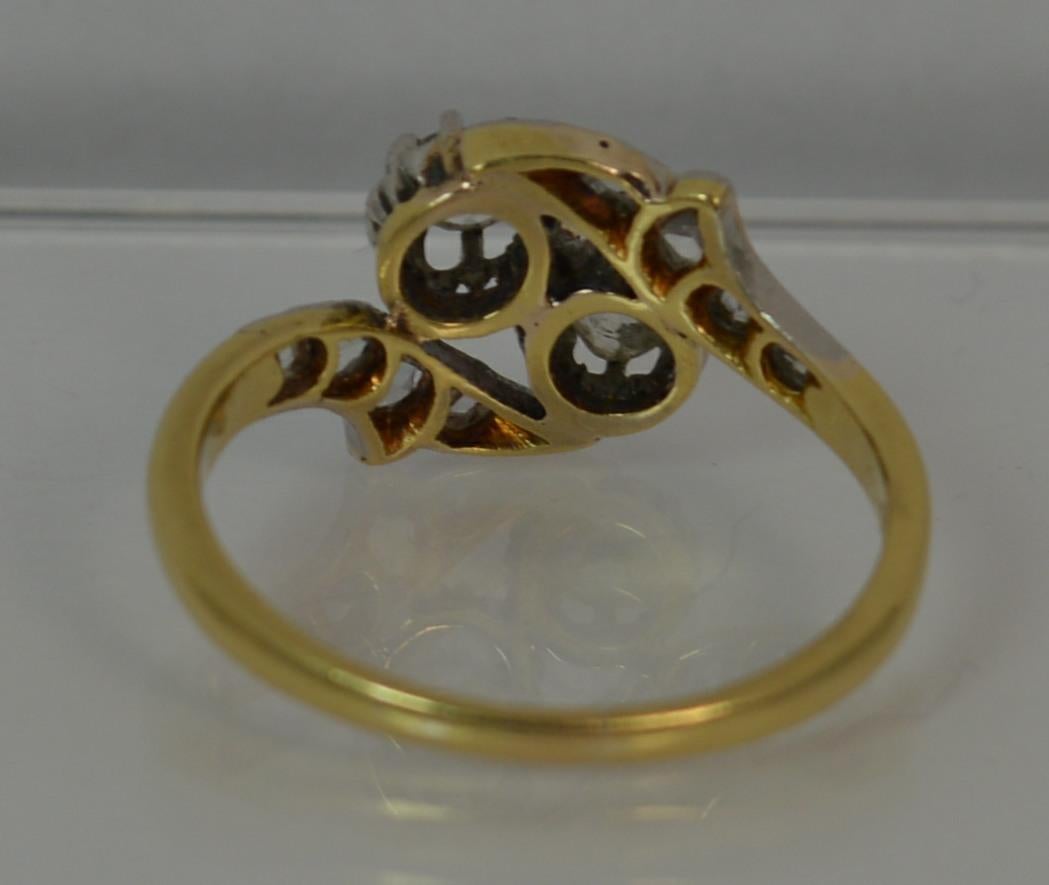 0.50 Carat Old and Rose Cut Diamond 18ct Gold Toi Et Moi Twist Two Stone Ring  3