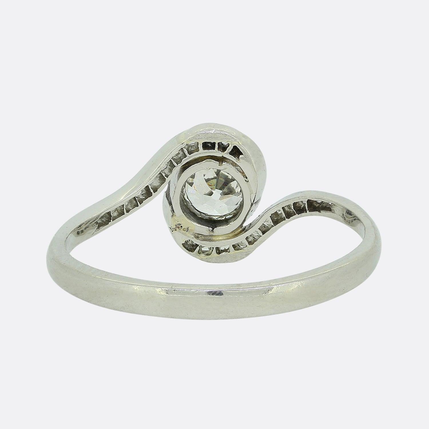 0,50 quilates Diamante talla antigua Solitario Anillo giratorio Corte europeo antiguo en venta