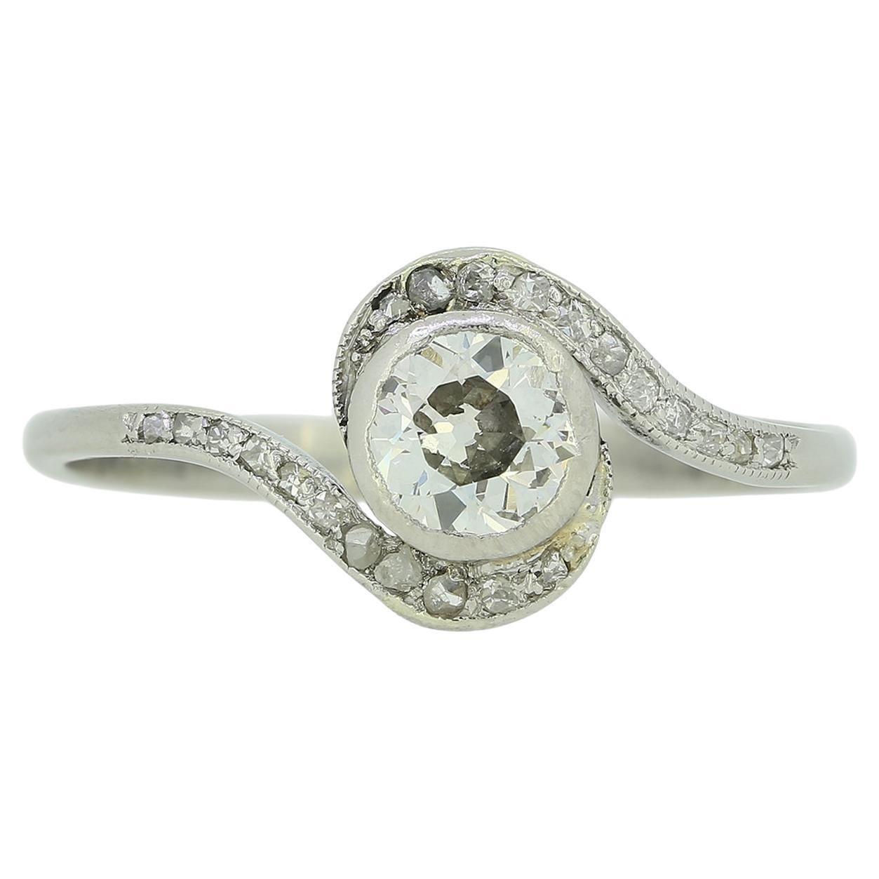 0,50 quilates Diamante talla antigua Solitario Anillo giratorio