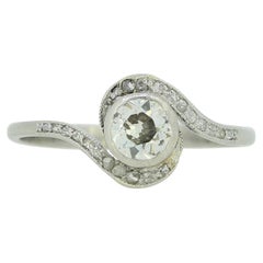 Antique 0.50 Carat Old Cut Diamond Solitaire Twist Ring
