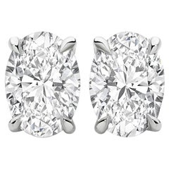 0.50 Carat Oval Brilliant Cut Diamond Stud Earrings 18 Karat White Gold Setting