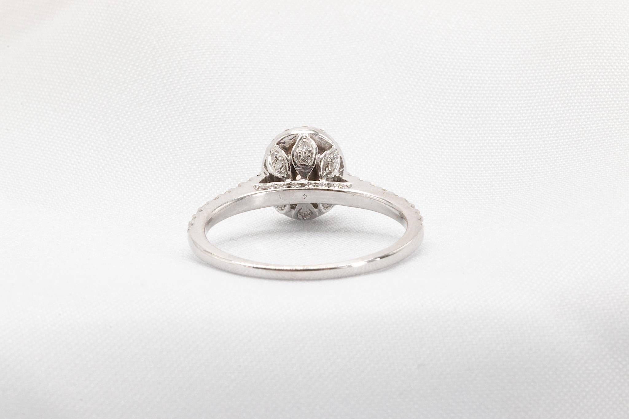 Women's 0.50 Carat Oval Cut Yellow Diamond in 18k White Gold Ring For Sale
