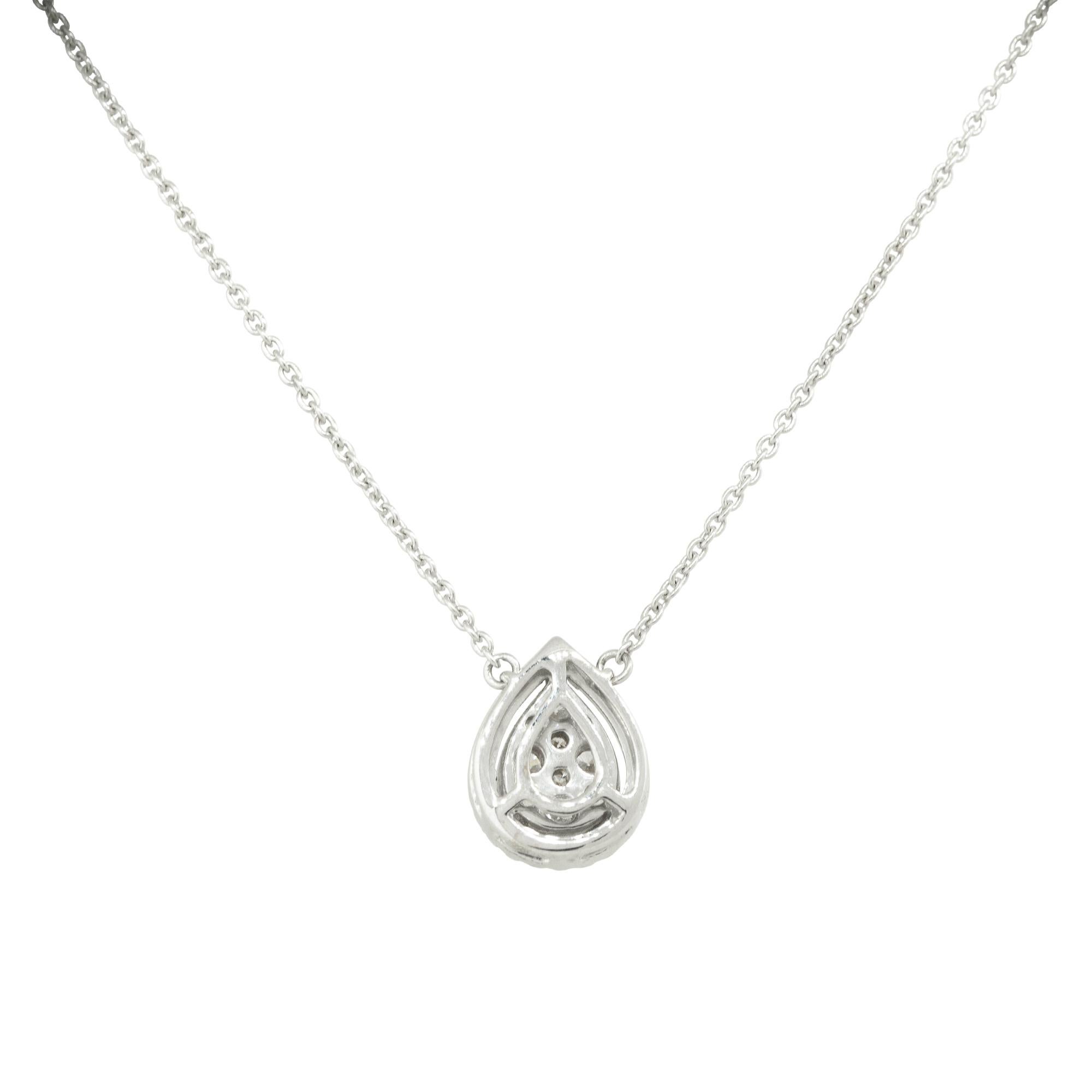 Women's 0.50 Carat Pave Diamond Pear Shaped Necklace 14 Karat in Stock For Sale