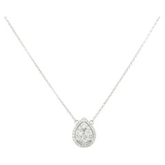 0.50 Carat Pave Diamond Pear Shaped Necklace 14 Karat in Stock