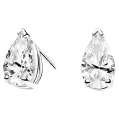 Shlomit Rogel, clous d'oreilles en or blanc 14 carats avec diamants en forme de poire de 0,50 carat