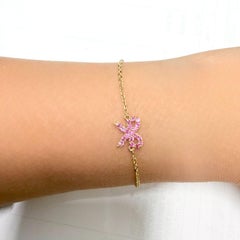 0,50 Karat rosa Saphir Schleife Mode Armband in 14K Gelbgold