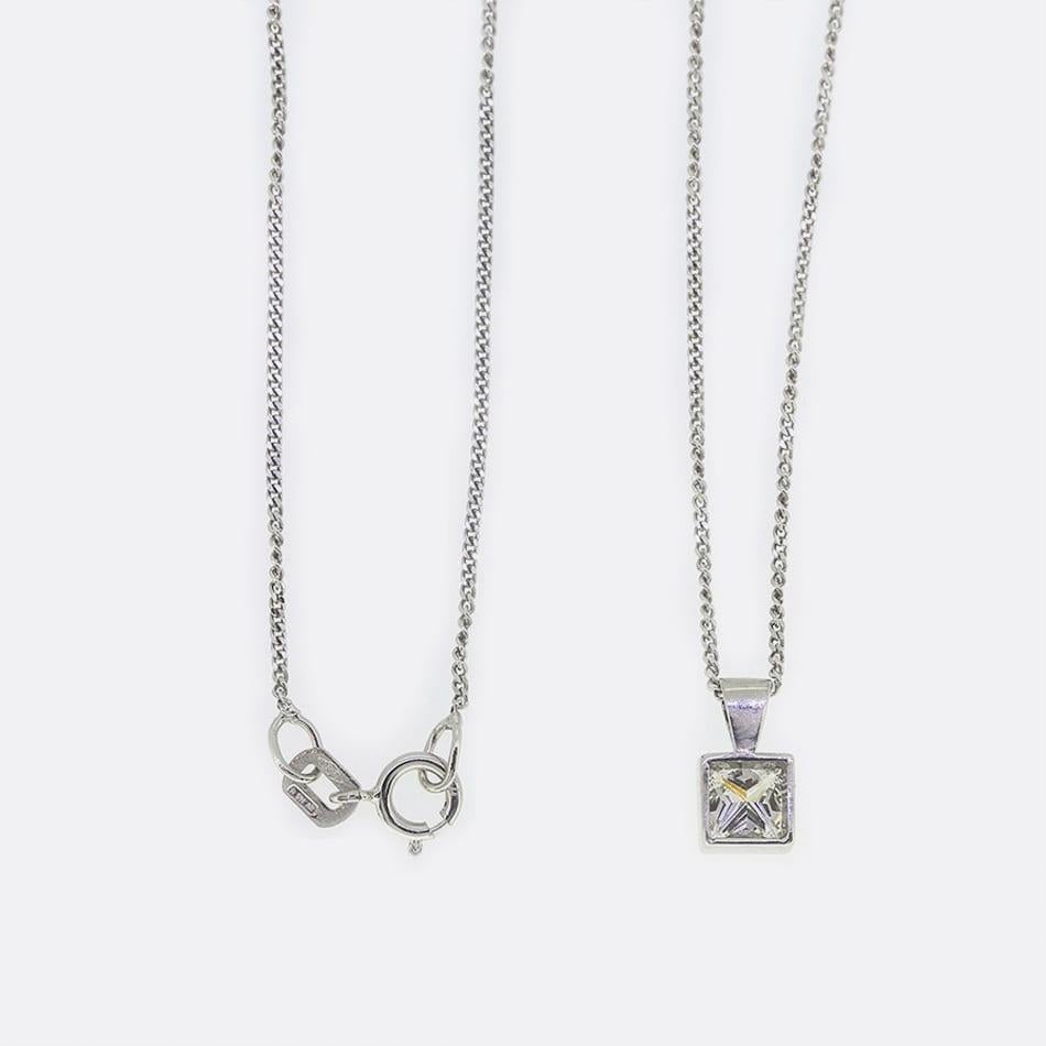 Women's 0.50 Carat Princess Cut Diamond Pendant Necklace For Sale
