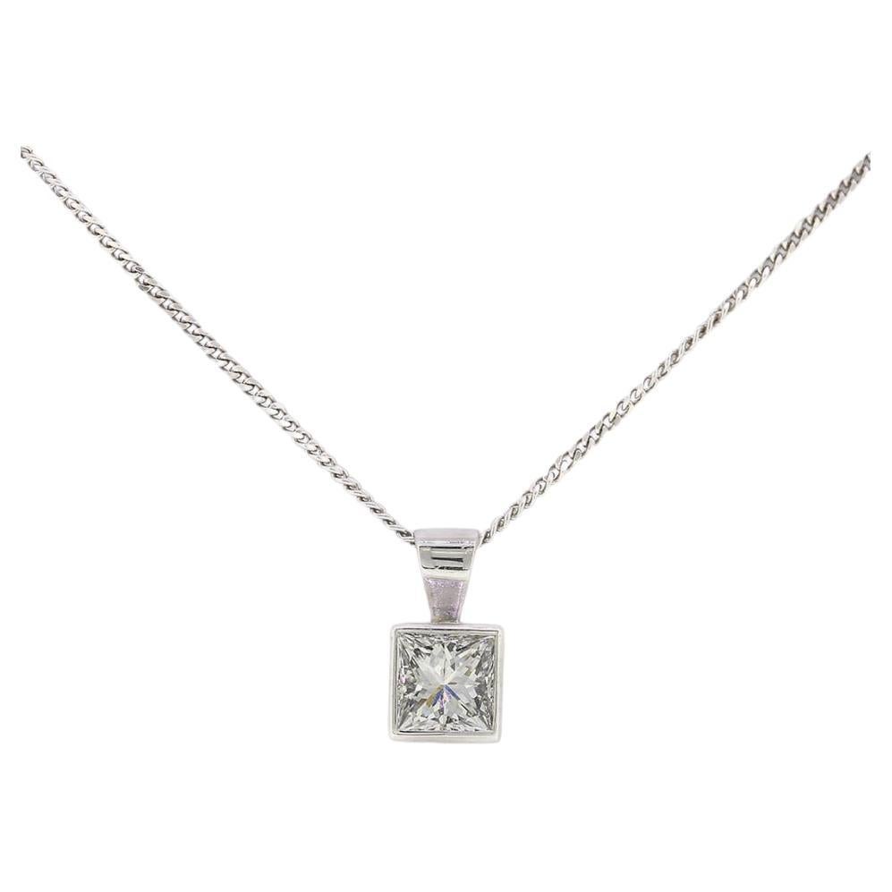 0.50 Carat Princess Cut Diamond Pendant Necklace
