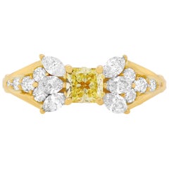 0.50 Carat Princess Cut Yellow Diamond Engagement Ring