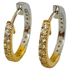 0.50 Carat Natural Diamond Reversible Hoops in 14k White & Yellow Gold SI/H